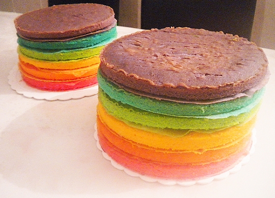 rainbow cake stacked